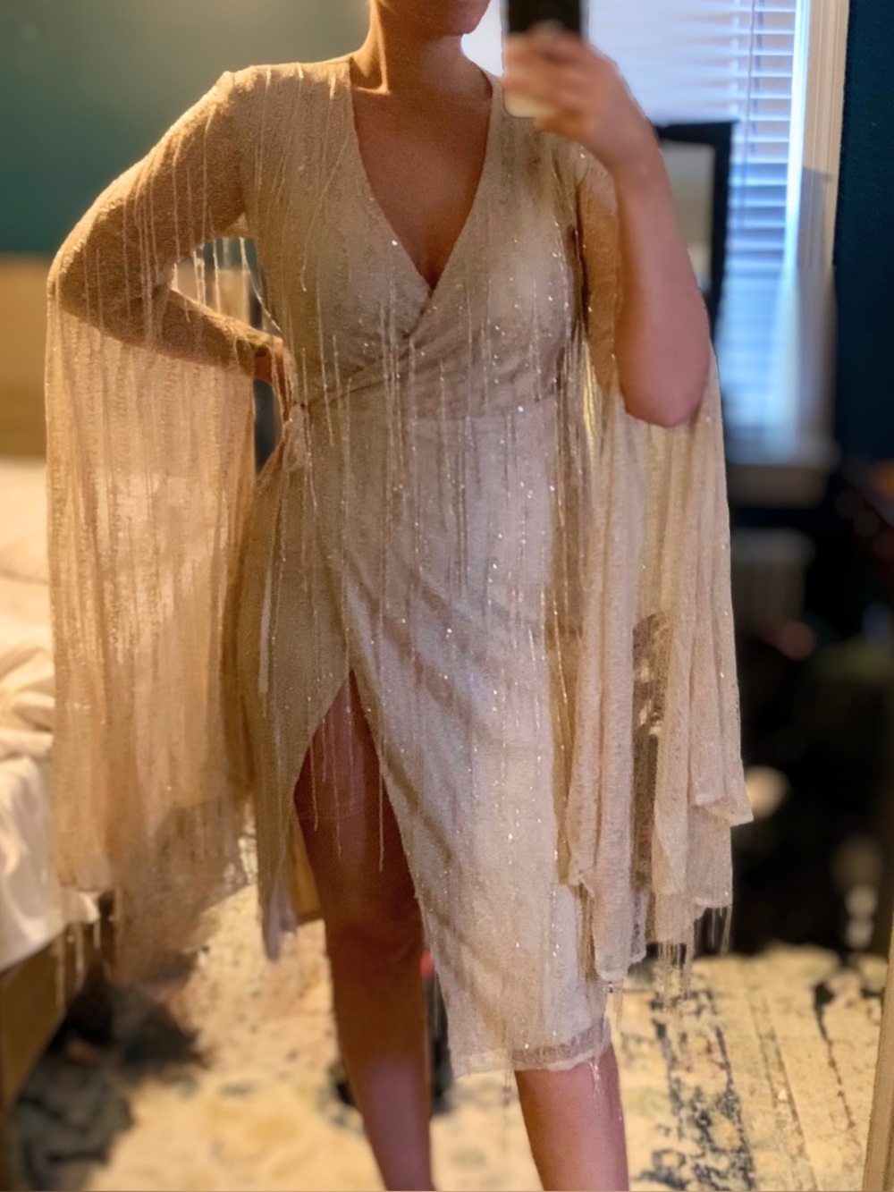 ASOS beaded wrap dress, 20s era Great Gatsby,  size 8 blush party dressss